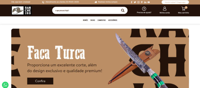 A Rancheiro Country é uma marca de roupas, acessórios, bonés, produtos de cutelaria, para o público sertanejo, agro e country.